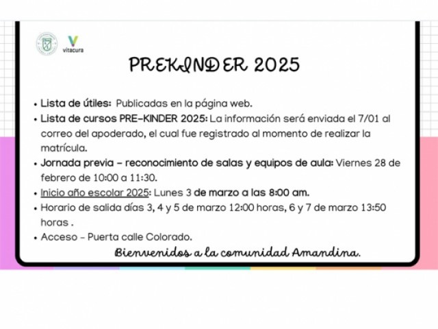 Noticias prekinder 2025